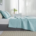 thumbnail image 5 of Smuge 3 Piece Solid Color Quilt Set Full/Queen Lake Blue, Reversible Microfiber Lightweight All Season Bedspread Coverlet 90"x90", 5 of 8