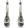 thumbnail image 5 of LeCalla 925 Sterling Silver Jewelry Antique Balinese Beaded Hoop Earring for Women and Teen 17MM, 5 of 7
