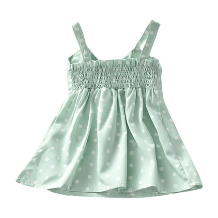 

EHTMSAK Infant Baby Toddler Child Children Kids V Neck Dresses for Girl Floral Dress Summer Sleeveless Sundress Sky Blue 6M-5Y 90