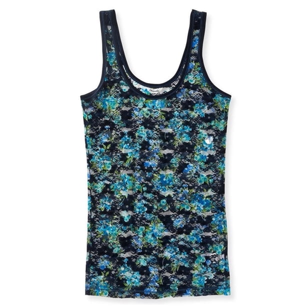 Camiseta sin mangas Aeropostale Floral Lace Azul XS
