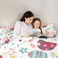 thumbnail image 4 of Manfei Cute Easter Bunnies Twin Bedding Sets 7-Piece fie Child, Polka Dots Eggs Bedding Comforter Set, Blossoms Flower Reversible Sheet Sets, Lightweight Room Decor, 4 of 7