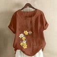 thumbnail image 2 of Birdeem T-Shirt Ample Décontracté d'Été pour Femme à Col Rond, Manches Courtes, à Imprimé Floral, 2 of 5