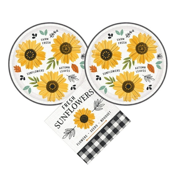 Fall Harvest Market Sunflower Autumn Party Supplies Bundle - Serves 16