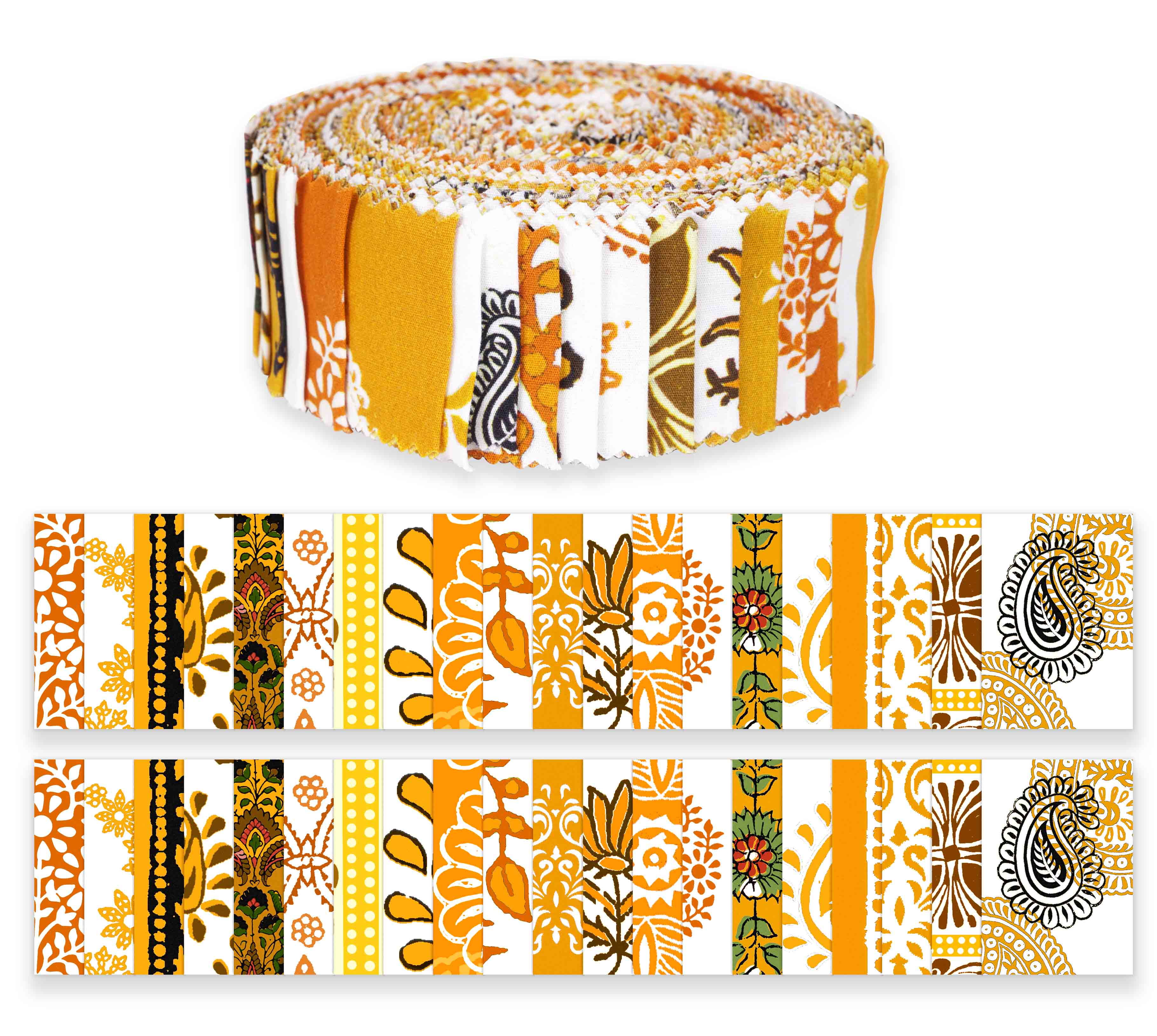 Soimoi 40Pcs Paisleys Print Precut Fabrics Strips Roll Up 1.5 inches