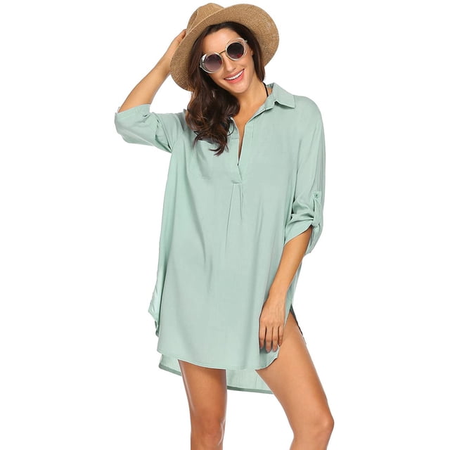 Traje de baño de mujer Beach Cover Up Shirt Bikini Beachwear Traje de baño Vestido de playa Adepaton WRMH-259-145