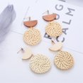 thumbnail image 4 of 2 Pairs Rattan Earrings Lightweight Geometric Statement Woven Bohemian Earrings Handmade, 4 of 5