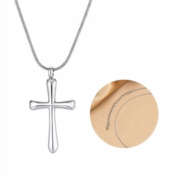 VNOX Stainless Steel Silver Cross Pendant Round Snake Chain Necklace for Women, Gift for Daily Wear