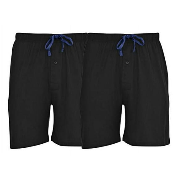 Hanes Men's 2-Pack Cotton Knit Short (Black/Black, Size 4X-Large)