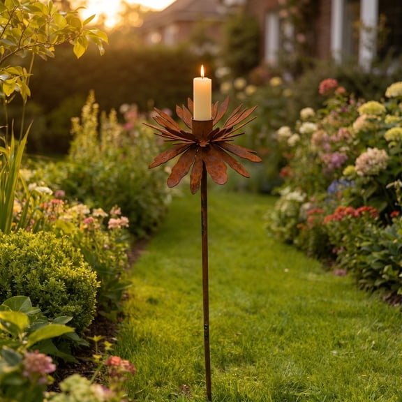 Outdoor Iron Candle Holder Stake Garden Decorative for Courtyard Patio Terraces