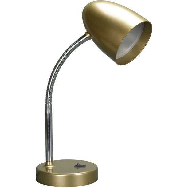 Mainstays Led Desk Lamp Flexible Metal Gooseneck Gold Walmart