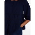 thumbnail image 4 of Terra & Sky Women's Plus Button Front Swing Top with Elbow Length Sleeves, Sizes 0X-5X, 4 of 5