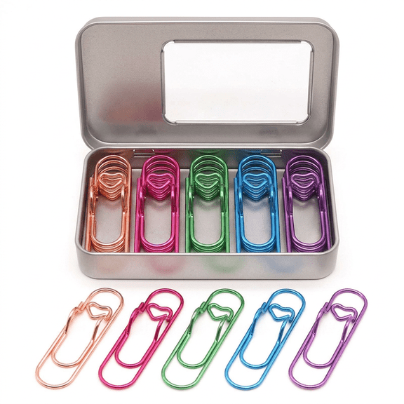 15 PCS Metal Pen Holder Clips for Notebook, Planner Accessories, Heart Paper Clips