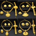thumbnail image 3 of 24K Gold Plated Dubai Necklace Earrings Ring Bracelet Set Indian Bridal Jewelry, 3 of 12