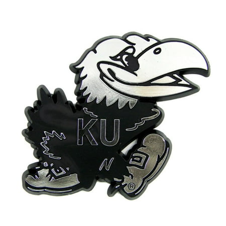 - Kansas Jayhawks Silver Auto Emblem Decal Sticker