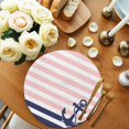 thumbnail image 2 of Anchor Pink Round 13 Inch Placemats Set of 8, Modern Navy Blue White Striped Nautical HeatResistant Non Slip Place Mats for Dining Table, Wipeable Braided Kitchen Table Mats for Housewarming, 2 of 9