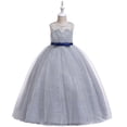 thumbnail image 2 of Vestido Para Niñas, Ropa Para Bebés, Temperamento Para Niños Pequeños, Lazo Minimalista, Flor Bordada, Hilo De Red, Vestido De Fiesta De Cumpleaños, Vestidos Grises Odeerbi LM103-3562, 2 of 9