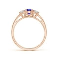 thumbnail image 2 of ANGARA Natural Three Stone Oval Tanzanite and Half Moon Diamond Ring in 14K Rose Gold for Women (Size-7x5mm) | December Birthstone, Anniversary, Jewelry Gift for Women | Natural Tanzanite Ring, 2 of 8