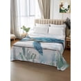 thumbnail image 2 of Sea Turtle Blue Queen Size Flat Sheet, Wrinkleproof & Fadeproof Cooling Flat Bed Sheet Only, Coastal Ocean Seaweed Wooden Grain Breathable Soft Bedding Top Sheets 90 x 102 Inches, 2 of 8