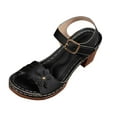 thumbnail image 2 of Viluyesy Women's Block Heels Sandals, Fashionable Floral Ankle Strap Open Toe Spring Summer Casual Dressy Shoes Black 7, 2 of 7