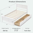 thumbnail image 3 of Wood Twin Bed with 2 Storage Drawers, Solid Wood Platform Bed with Headboard, Wooden Slats Support Mattress Foundation, No Spring Needed, Twin Bed Frame for Kids, Teens, Adults, Grey, 3 of 10