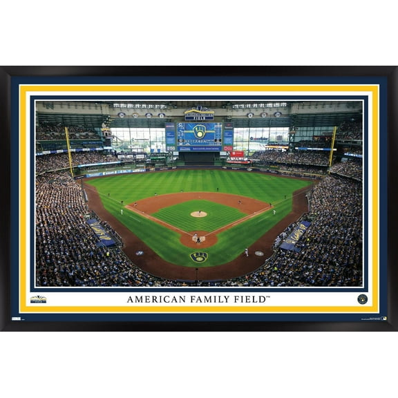 MLB Milwaukee Brewers - American Family Field 22 Wall Poster, 14.725" x 22.375" Framed