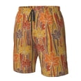 thumbnail image 4 of Cauagu Autumn Maple Leaf Stripes Print Men's Swim Trunks,Hawaiian Bathing Suit Swimsuits Beach Shorts with Pockets for Men Quick Dry Swimming Board Shorts-Large, 4 of 6