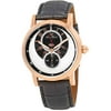 40043-Rg-02S Santorini Black Genuine Leather Silver-Tone Dial Rose-Tone Ss Watch