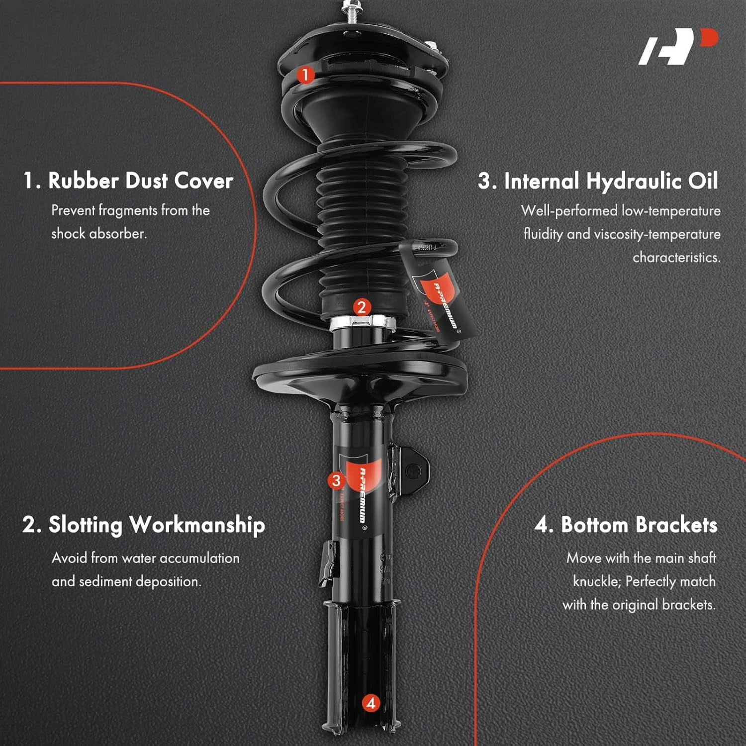 A-Premium Set of 2 Front Complete Strut w/Coil Spring Assembly Shock Absorber Compatible with Toyota Corolla 2003-2008