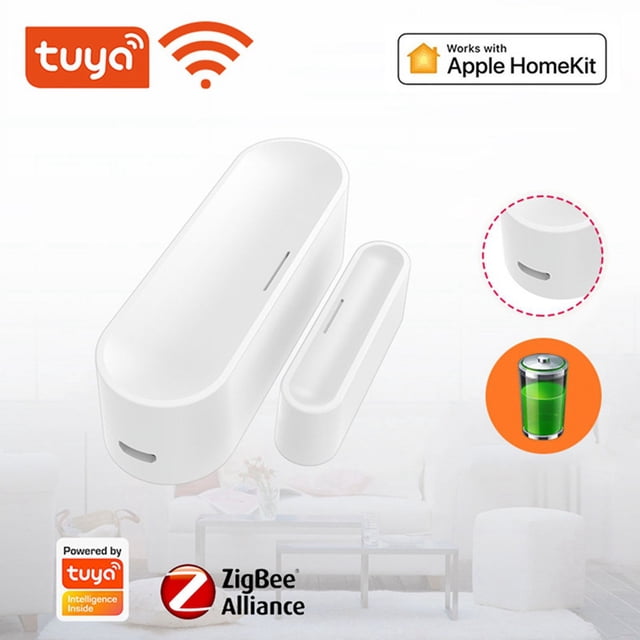 Sensor de puerta y ventana inteligente Tuya ZigBee, detector de puerta inalámbrico para casa inteligente, alarma remota con aplicación, compatible con Alexa Home.