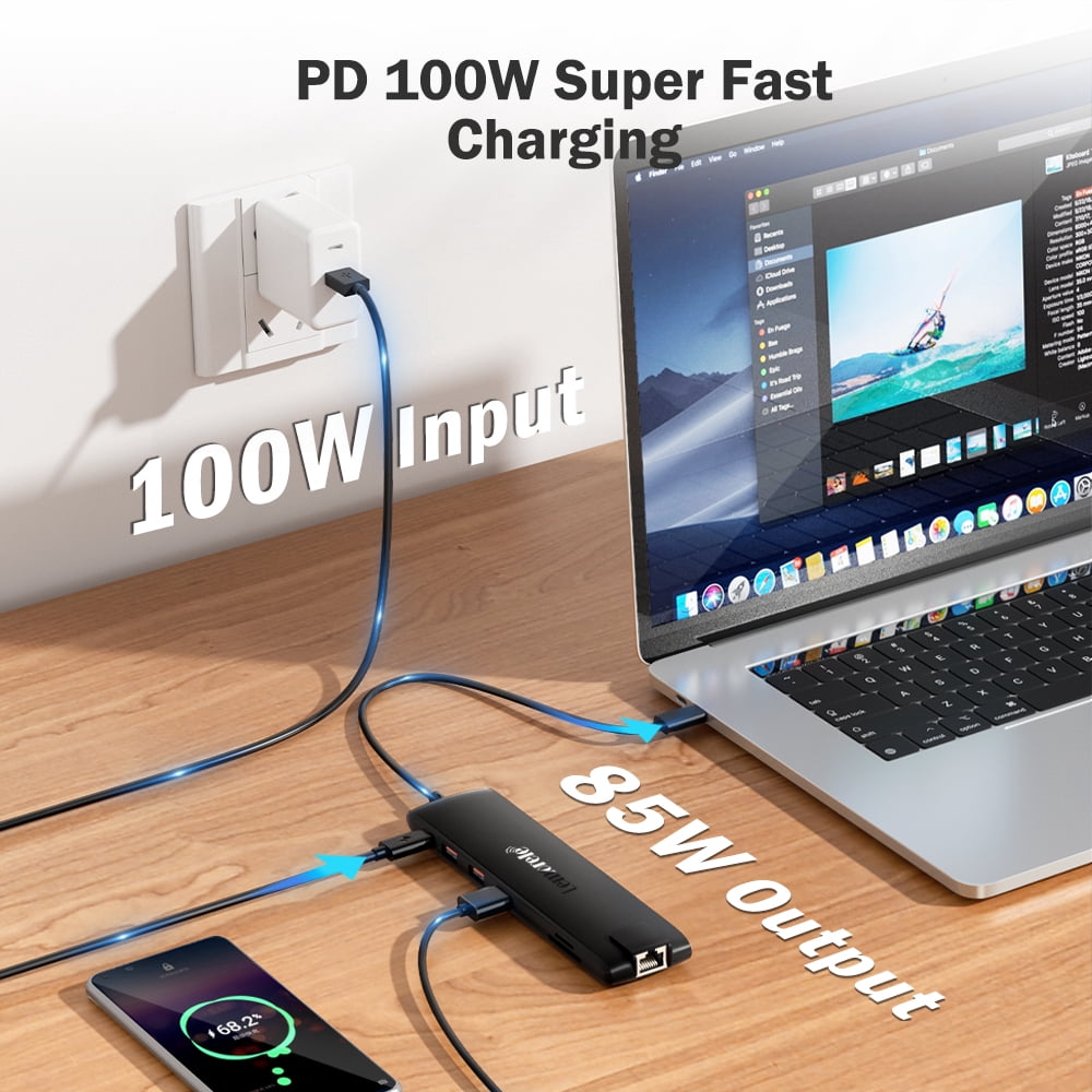 Lemorele 13-in-1 Docking Station with Dual HDMI 4k, 10Gbps USB C/A Ports, 100W PD Charging, Gigabit Ethernet, USB C Hub, SD/TF Card Reader for Macbook, Windows, Steam Deck