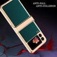thumbnail image 4 of Compatible Samsung Galaxy Z Flip 3 Case with Hinge Protection,Luxury Plating PC with Leather Cover Phone Case for Samsung Z Flip 3 Case,Galaxy Flip 3 Case Men Women Samsung Flip Z 3 Case Green, 4 of 9