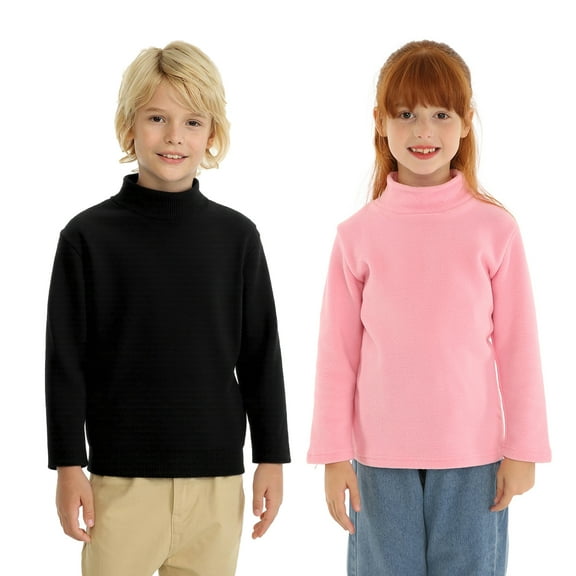 LittleSpring Boys Girls Fleece Turtleneck Shirts for Kids Thermal Tops Long Sleeve 2-14 Years