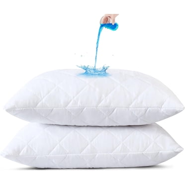Quillted Waterproof Pillow Protectors with Zipper Queen Size 2-Pack Protective Pillow Covers