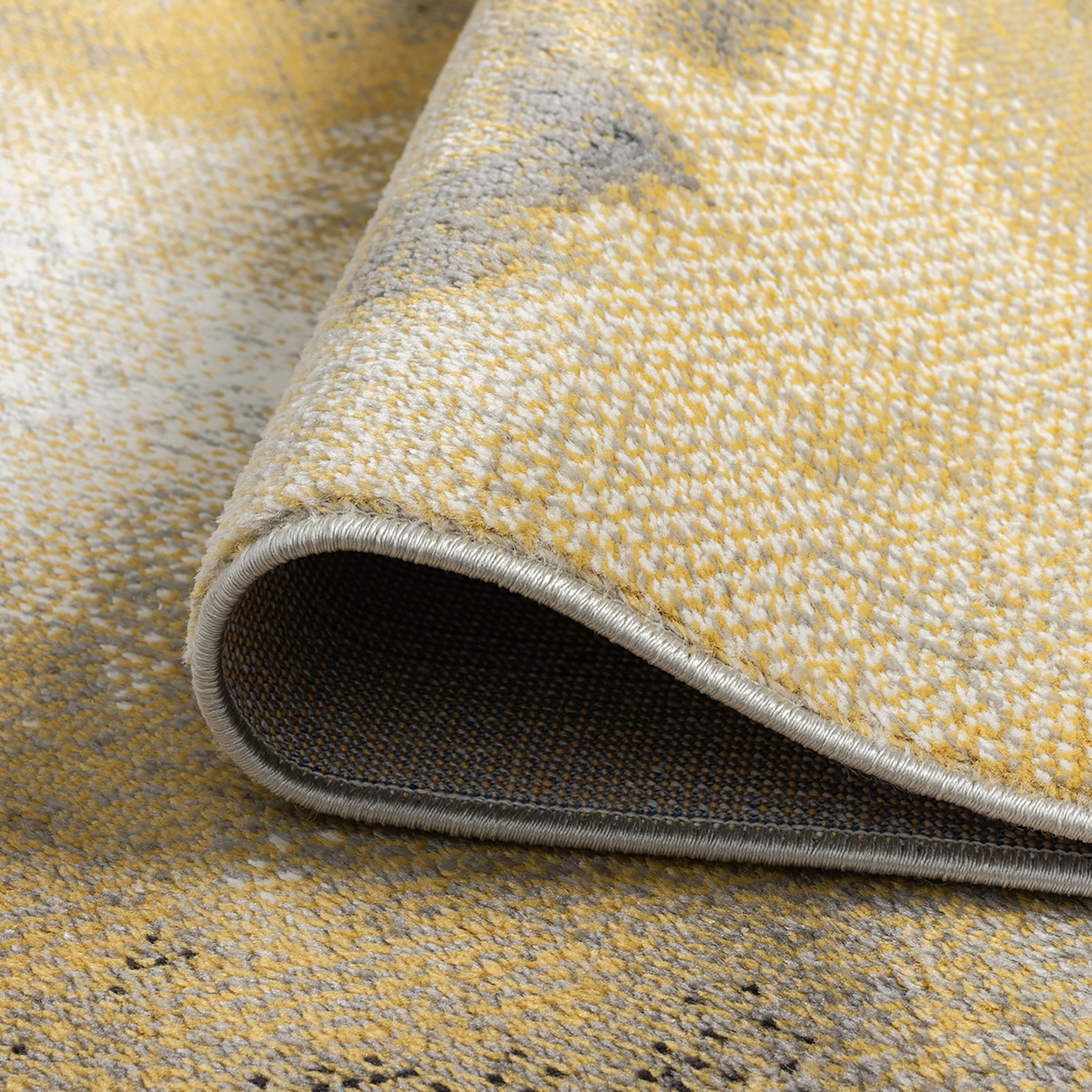 Contemporary 2x8 Area Rug (2'3'' x 7'3'') Abstract Yellow, Cream Indoor Runner Easy to Clean