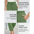 thumbnail image 5 of Chiclily Womens Elastic High Waist Pants Drawstring Work Trousers Joggers Trendy Harem Pants with Pockets, Olive Size 2XL, 5 of 8