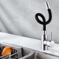 thumbnail image 5 of Flexible Kitchen Faucet High Arch 360° Rotatable Faucet Single Handle Lever for 1 Hole Sink, Hot & Cold Water Faucet Bendable Silicone Hose Easy to Fetch Any Area, Black+Chrome, 5 of 8