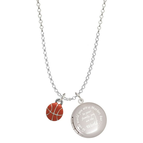Delight Jewelry Silvertone Mini Orange Basketball - To the World You are a Mother Locket Necklace
