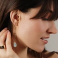 thumbnail image 2 of Humble Chic Light Blue Earrings for Women - Long Dangle Earrings, Aqua and Gold Tone, 2 of 9