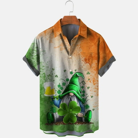 

Nurse Tops for Women Womens St. Patrick Day Leaf Printed Scrub_Tops V-Neck Short Sleeve Working Uniforms with Pockets