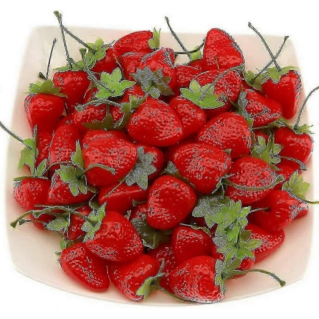 30pcs Artificial Lifelike Dard Red Strawberry Fake Fruit Party Festival Decoration