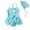 Blue, variant on Odeerbi 1-3 Years Toddler Girls One Piece Swim Dress Summer Sequin Tulle Swimdress with Swim Cap Set Beach Hawaiian Beachwear Children's Embroidered Swimsuit Skirt