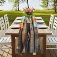 thumbnail image 4 of Black Brown Board 120 Inch Table Runner, Vintage Chic Shabby Wooden Grain Farmhouse Dresser Scarf Cotton & Linen Tablerunner for Dining/Kitchen Island/Holiday Party Décor 13" x 120", 4 of 9