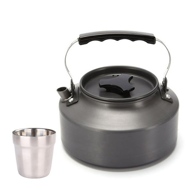 FlyFlise Outdoor Teapot with Cup Stainless Steel Rustproof Anti-corrosion Tableware Set Kettle Camping Pinic Hiking