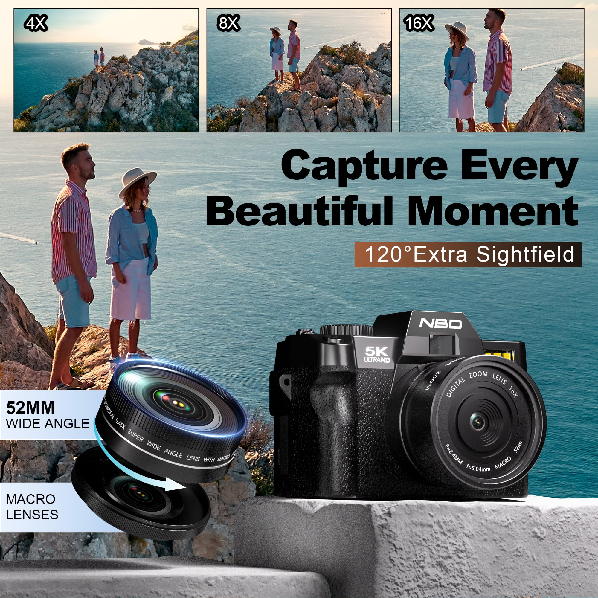 NBD 5K Digital Camera, 48MP Autofocus Vlogging Camera, 180