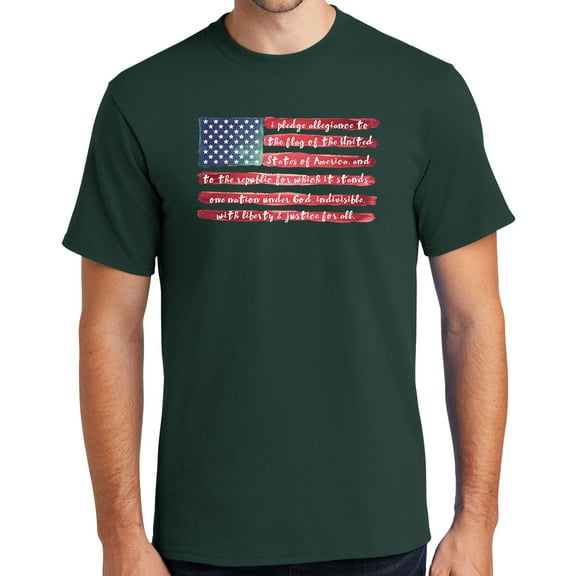 Mens USA Pledge of Allegiance Cotton Tee Shirt, 4XL Forest Green (TALL SIZE)