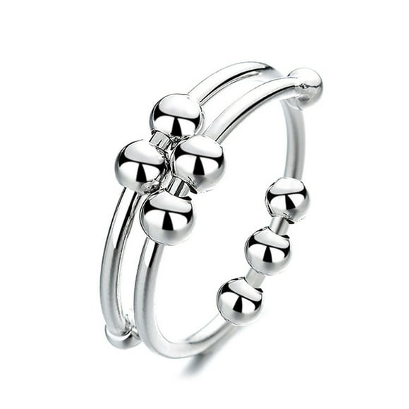 Anillo de ansiedad abierto,Anillo de ansiedad abierto Anillo de ansiedad de acero inoxidable Anillo de cuentas ajustable Probado y confiable Jadeshay A