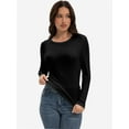 thumbnail image 2 of Womens Long Sleeve Stretch Crew neck T-Shirt Fitted Casual Basic Tops, 2 of 6