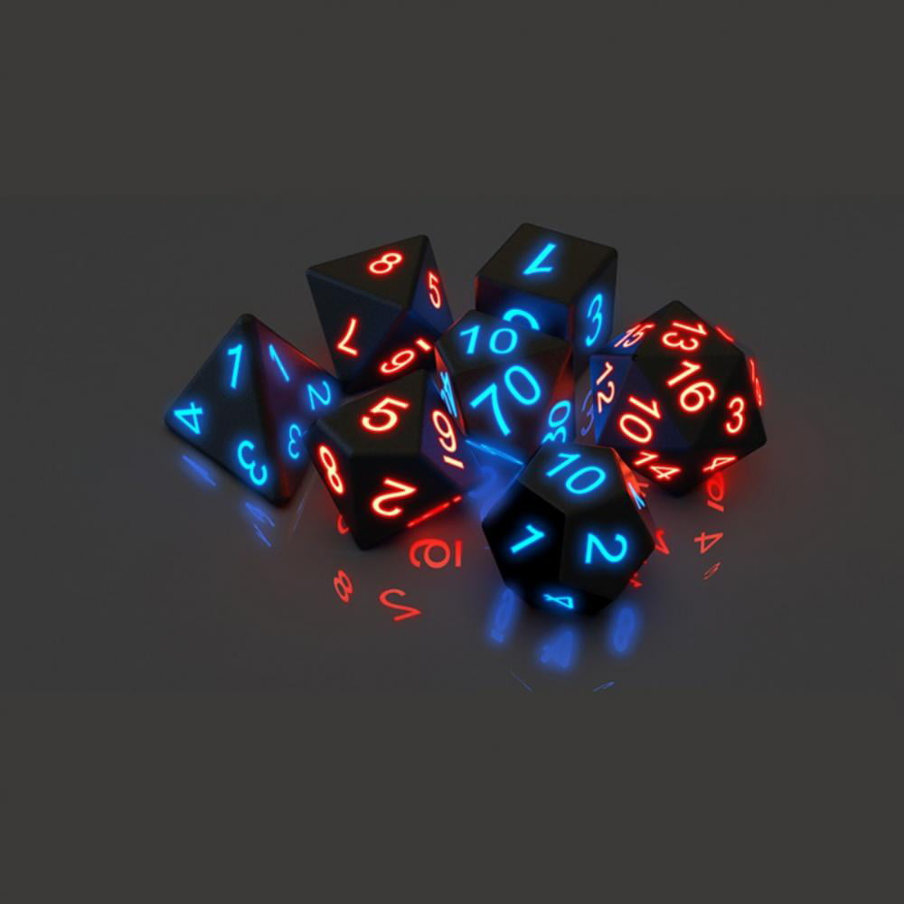 7Pcs/Set Polyhedral Dice Game Luminous Dice Set Board for Magic-the-Gathering 
