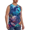 thumbnail image 2 of Fotbe Underwater Turtle Dolphin Octopus Men's Camiseta sin Mangas Estampada para Hombres, Playera Casual para Gimnasio, Entrenamiento, Playa-Small, 2 of 7