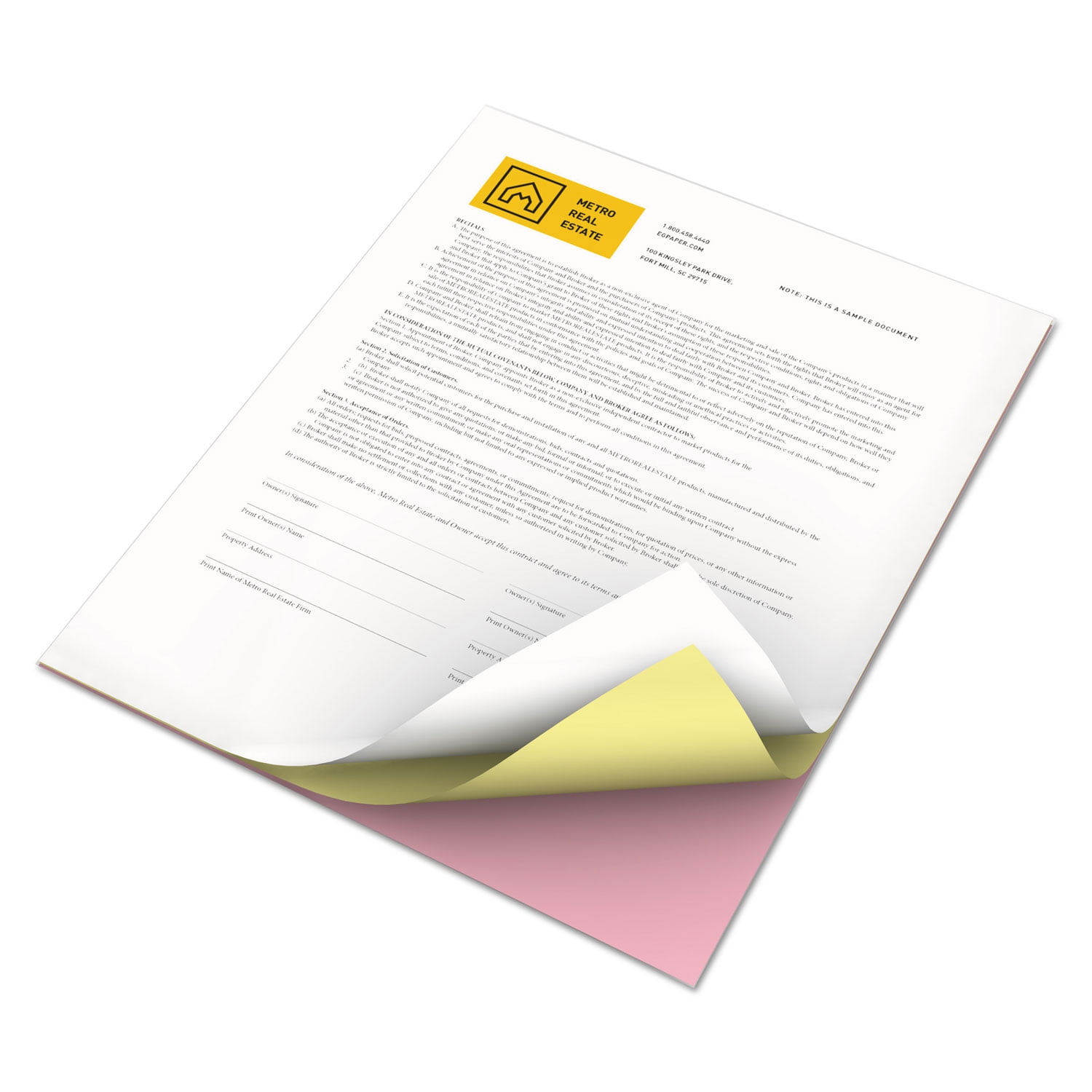 Xerox 3R12854 Carbonless Paper, 3-part Reverse, 8-1/2 X 11, Pink/canary/white, 1670 Sets